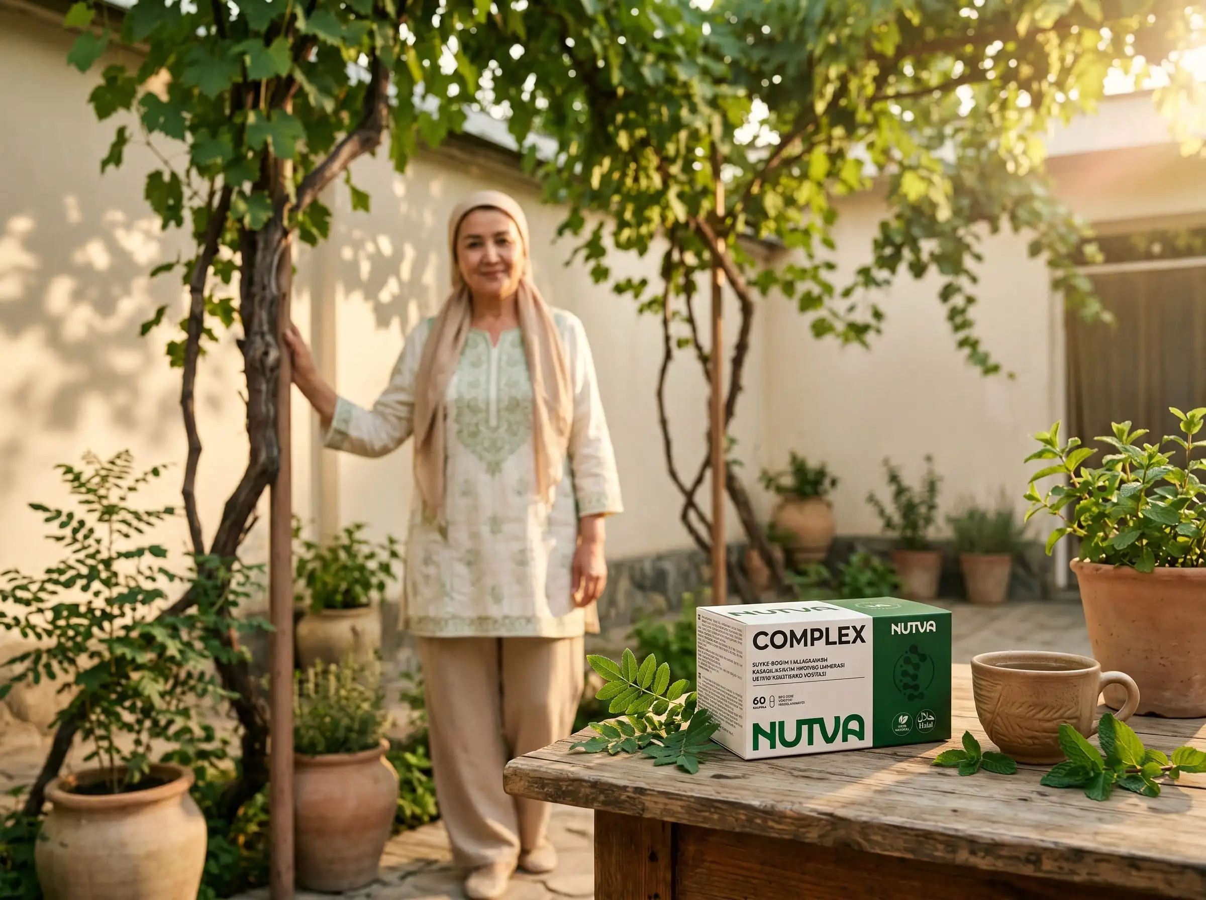 Nutva Complex мижози — боғда маҳсулот билан